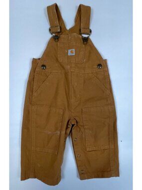Carhartt Unisex 6M Brown Canvas Duck Bib Overalls Quilt Lined Workwear Infant